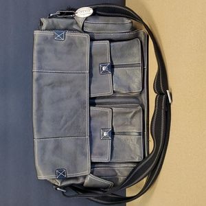 FOSSIL 11 pocket Grey messenger satchel bag